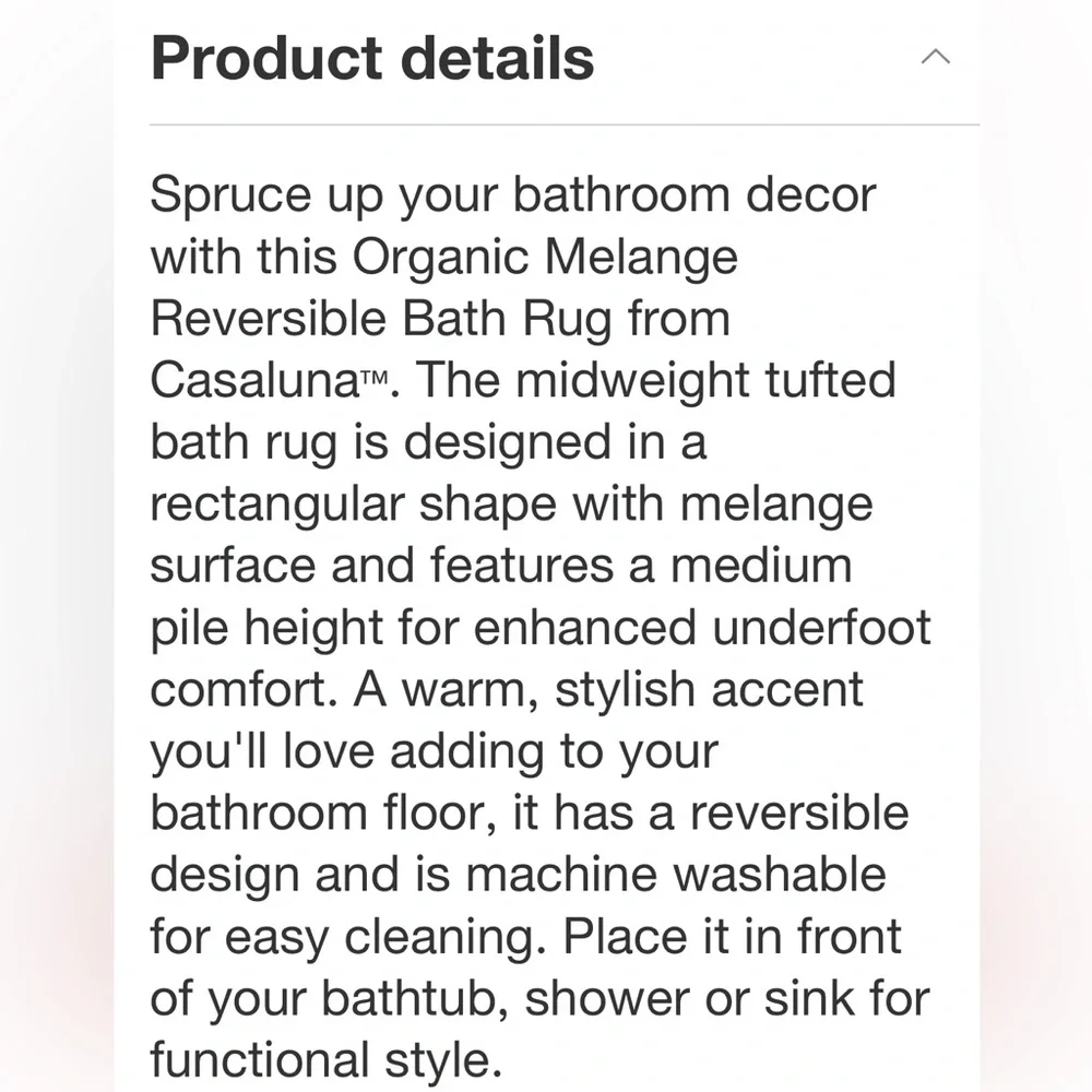 CASALUNA NEW organic melange reversible bath rug brown -21x34